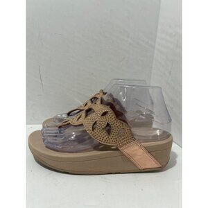 FitFlop Sandals Women’s Elora Crystal Toe-Thong Gold sparkling size 6 slip on